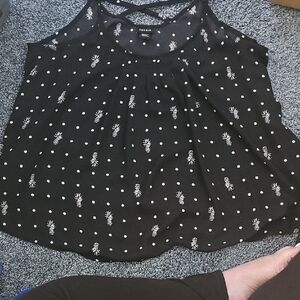 Torrid Original Black Tank with White Pineapple and Polka Dot Print